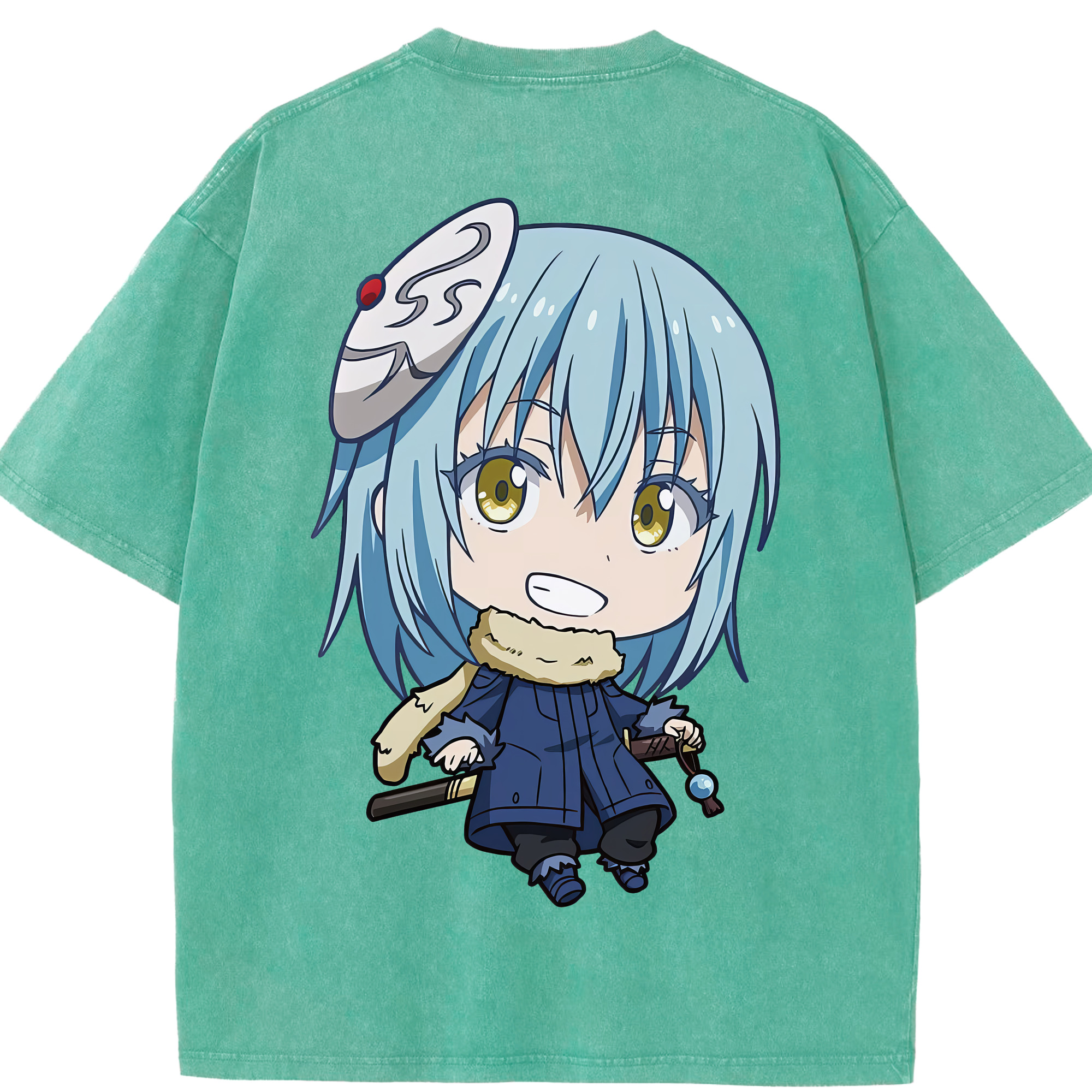 （画像用） 転スラ Regarding Reincarnated to Slime 綿100% ヴィンテージ風 半袖Tシャツ（背面プリント）